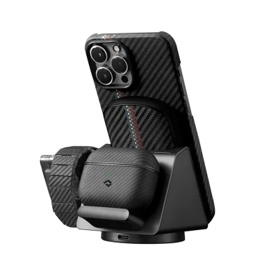 Pitaka MagEZ Slider 4-in-1 Wireless Charger + Power Dongle for Apple Watch - Black